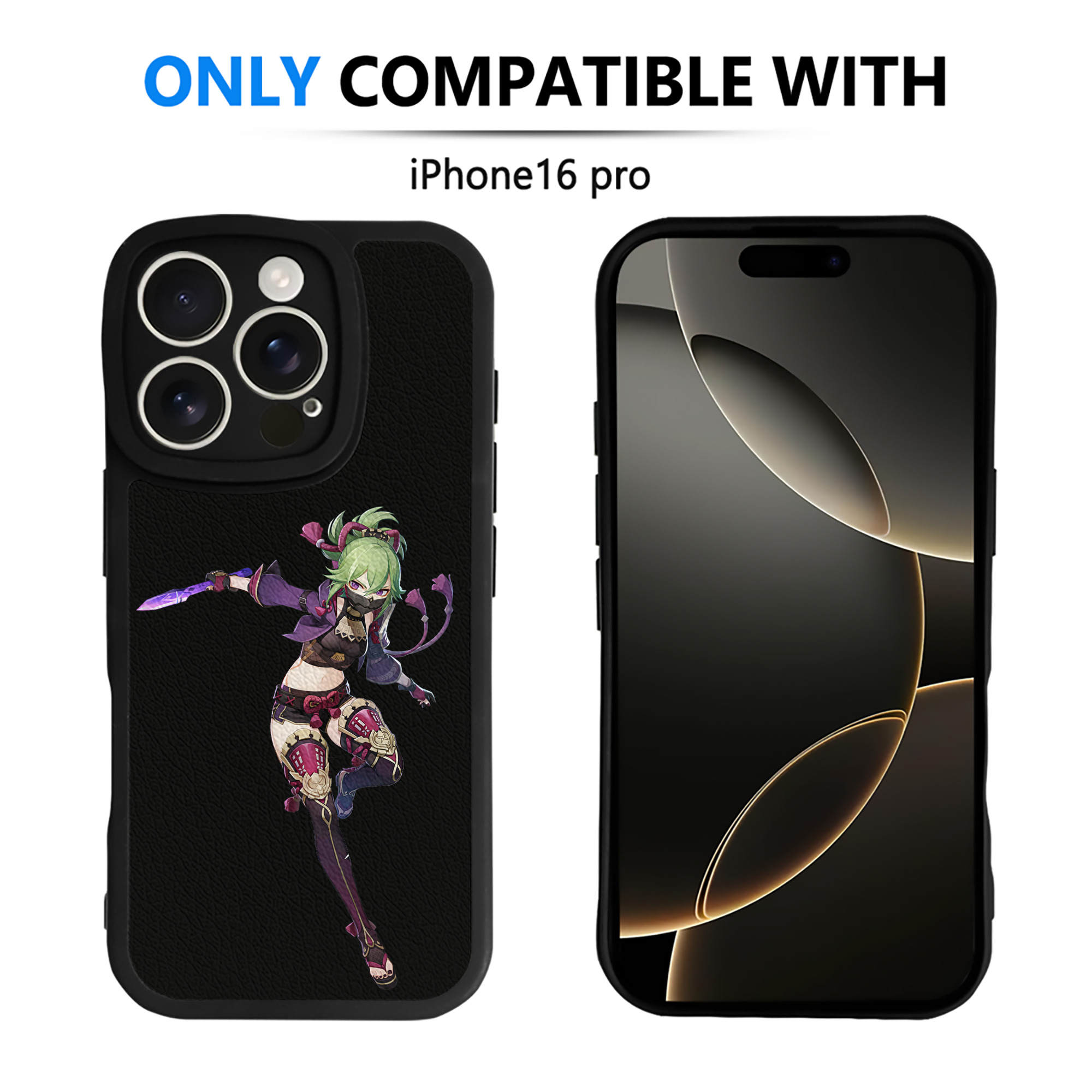 げんし神  久岐忍 くき しのぶ genshin Kuki Shinobu 【iPhone 16シリーズ対応】シリコンスマホケース（レザー調） 材質：シリコン